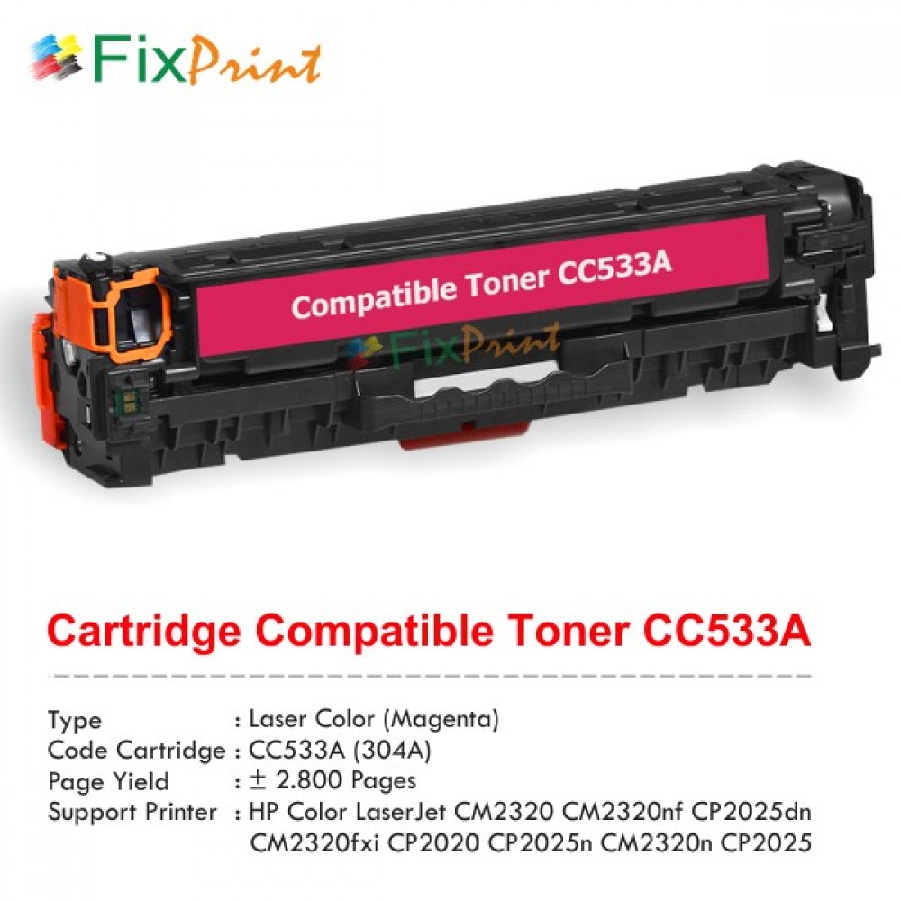 Cartridge Toner Compatible HPC CC533A 304A Universal CE413A 305A CF383A 312A CRG-318 Magenta, Refill Color Printer Laserjet CM2320 CM2320nf CP2025dn CM2320fxi CP2020 CP2025n CM2320n CP2025 Pro 300 Color M351a MFP M375nw M451dn 400 Color M451dw M451nw